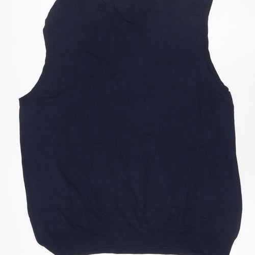 Croft & Barrow Men's Navy Argyle V-Neck Knit Vest Size L Rayon Blend