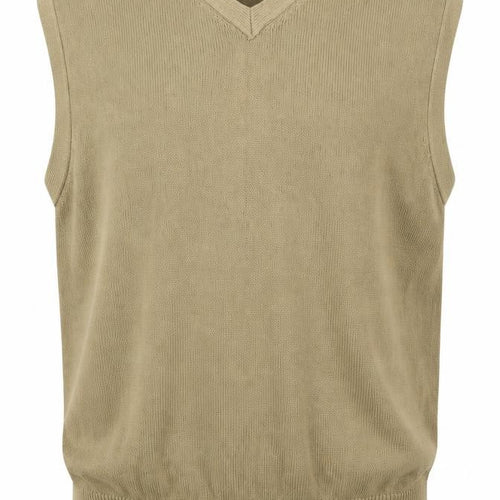 Basic Equipment Men’s Beige Cotton V-Neck Knit Sleeveless Jumper Vest L