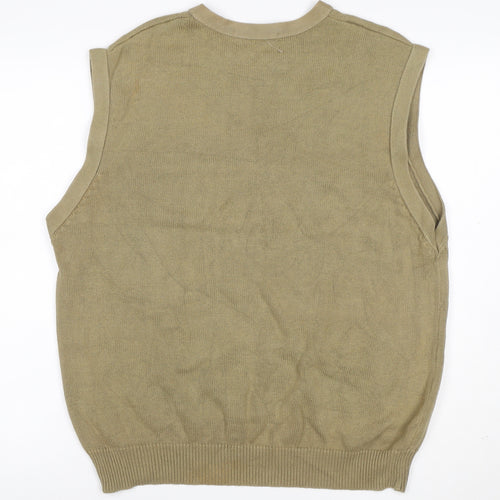 Basic Equipment Men’s Beige Cotton V-Neck Knit Sleeveless Jumper Vest L
