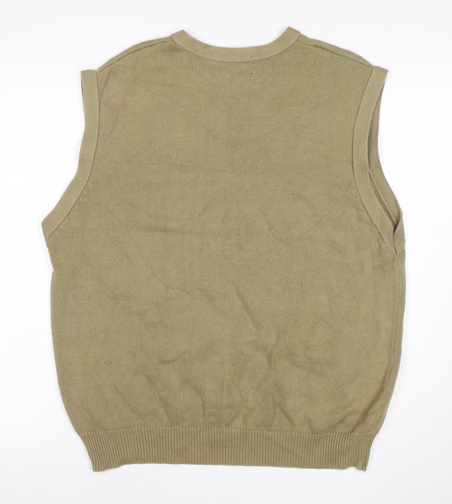 Basic Equipment Men’s Beige Cotton V-Neck Knit Sleeveless Jumper Vest L