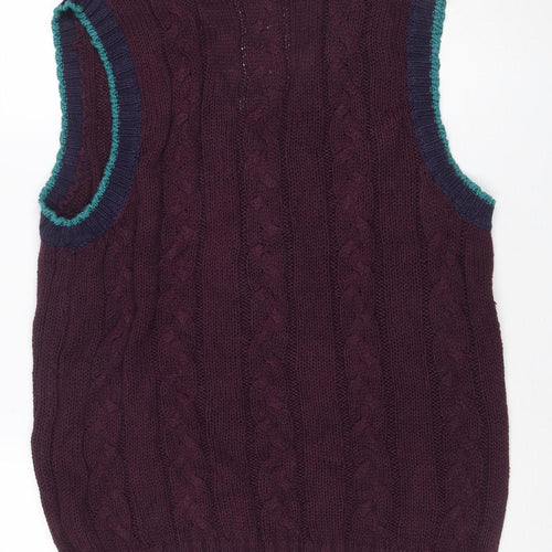 R.T.W. Mens Burgundy Cable Knit Cotton Blend Sleeveless Vest M