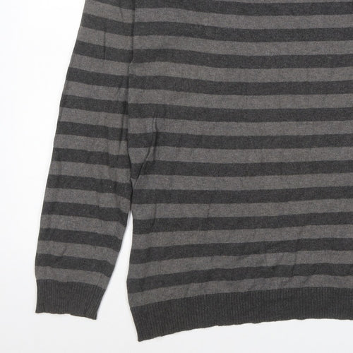 Burton Men’s Grey Striped Crew Neck Knit Jumper Size M