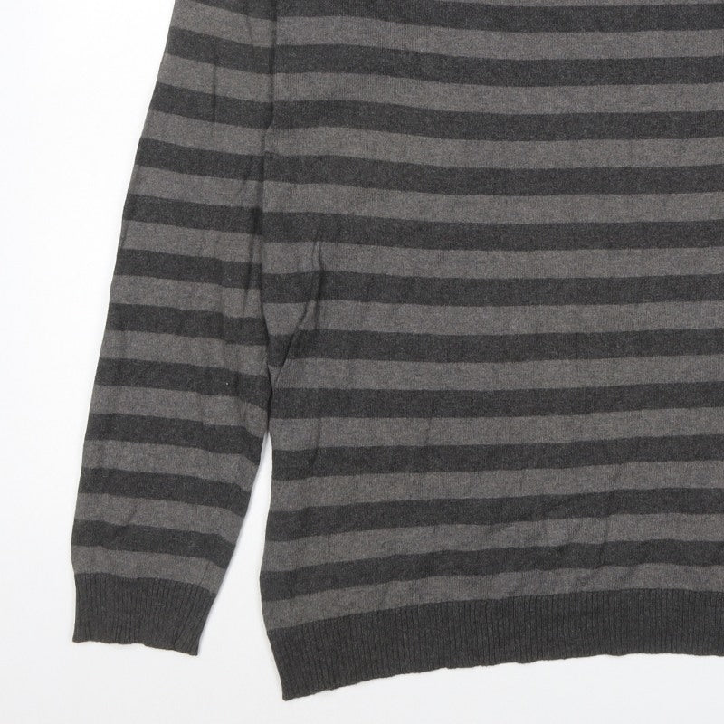 Burton Men’s Grey Striped Crew Neck Knit Jumper Size M