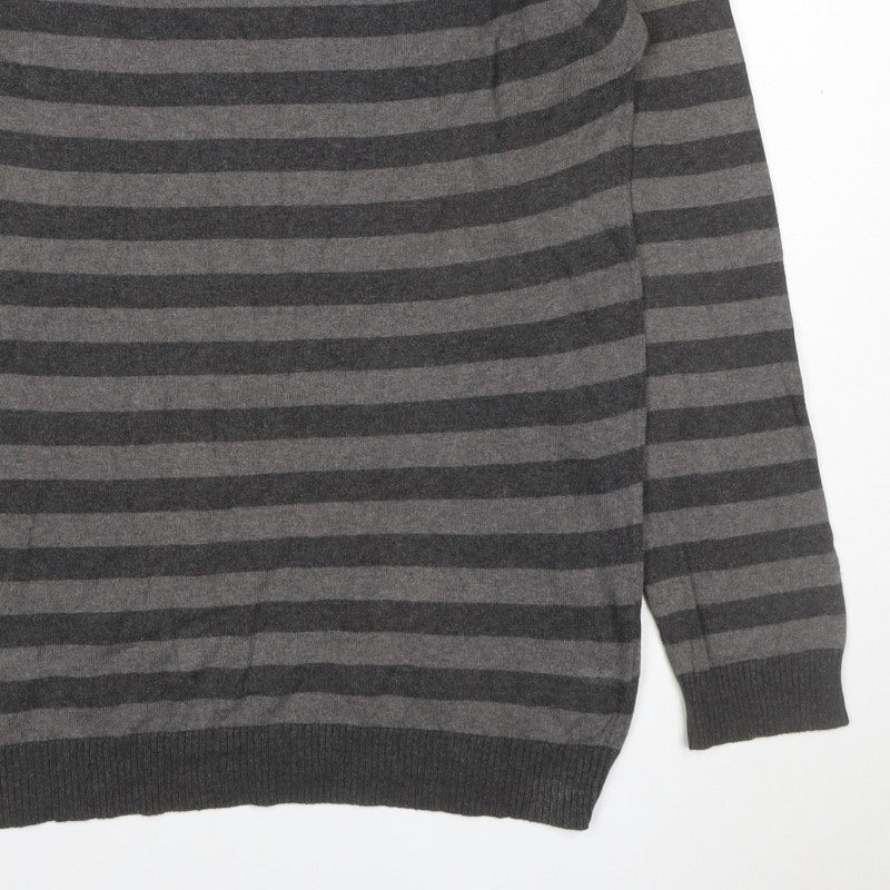 Burton Men’s Grey Striped Crew Neck Knit Jumper Size M