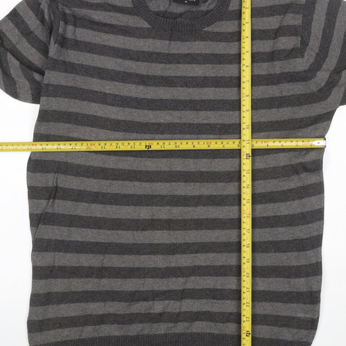 Burton Men’s Grey Striped Crew Neck Knit Jumper Size M