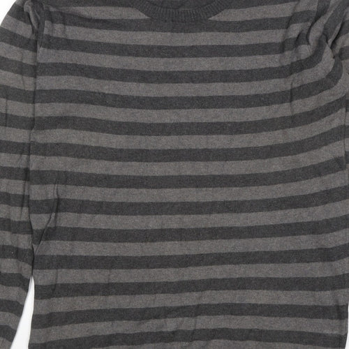 Burton Men’s Grey Striped Crew Neck Knit Jumper Size M