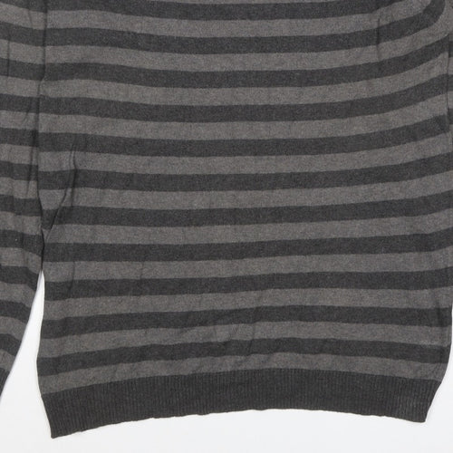 Burton Men’s Grey Striped Crew Neck Knit Jumper Size M
