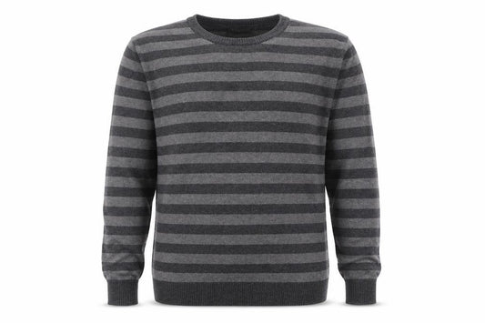 Burton Men’s Grey Striped Crew Neck Knit Jumper Size M