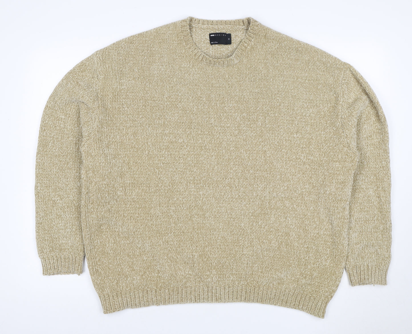 ASOS Design Men’s Beige XS Chunky Knit Crew Neck Pullover Jumper