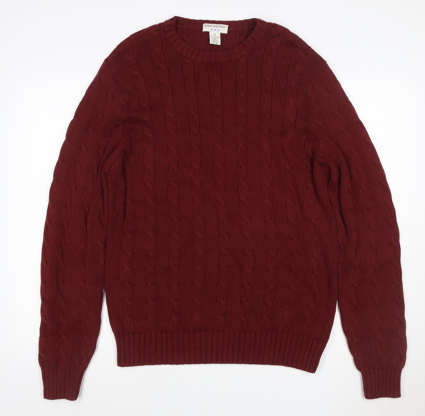 Covington Men’s Red Cable Knit Cotton Crew Neck Pullover Jumper M