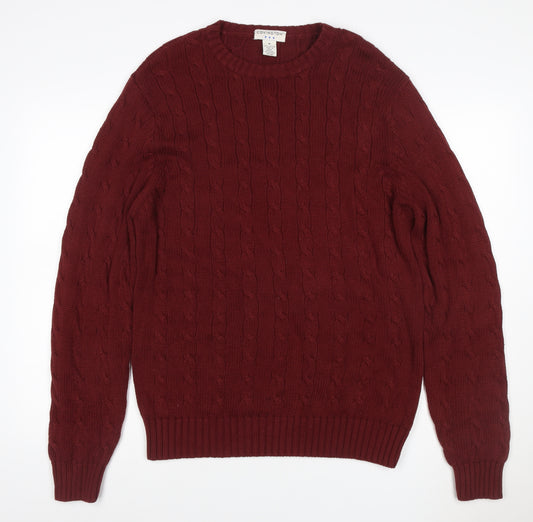 Covington Men’s Red Cable Knit Cotton Crew Neck Pullover Jumper M