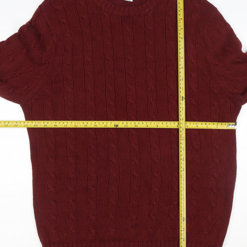 Covington Men’s Red Cable Knit Cotton Crew Neck Pullover Jumper M