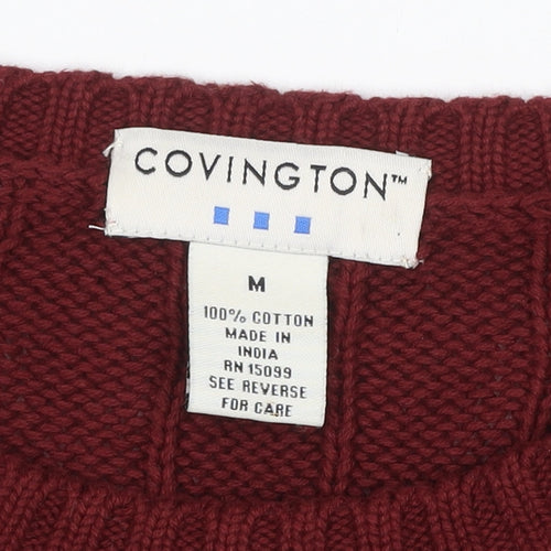 Covington Men’s Red Cable Knit Cotton Crew Neck Pullover Jumper M