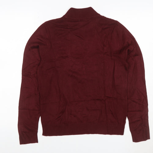 Tradition Women’s Burgundy UK 8 Roll Neck Argyle Beaded Jumper