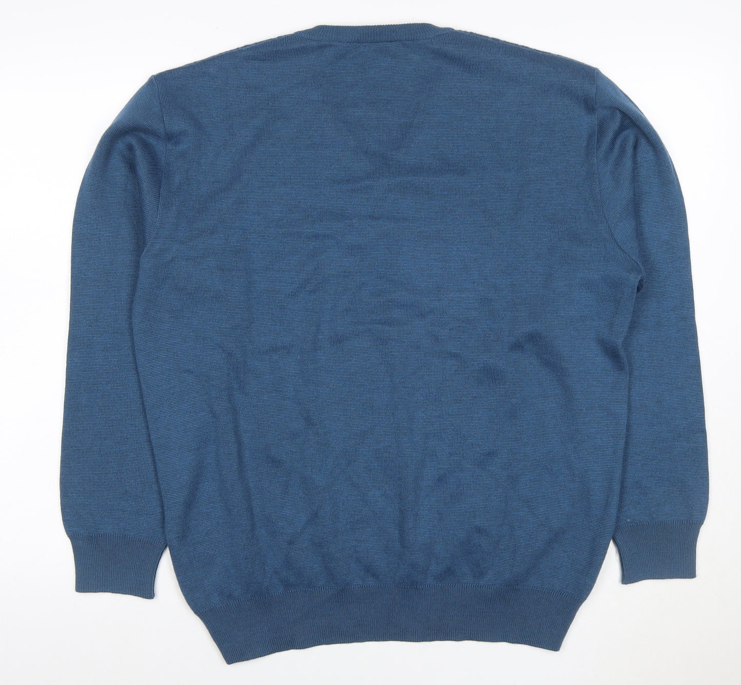 Chica Women Blue UK 22 Cable Knit Merino Wool V-Neck Pullover Jumper