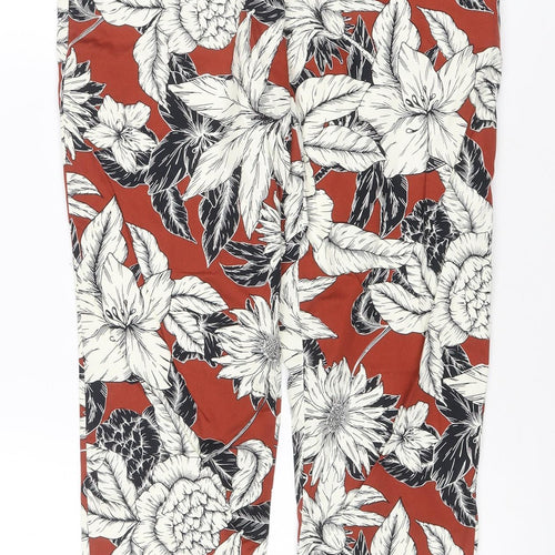 Dorothy Perkins Women Red Floral Cropped Trousers UK 8 Stretch