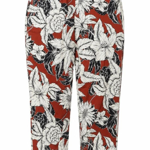 Dorothy Perkins Women Red Floral Cropped Trousers UK 8 Stretch