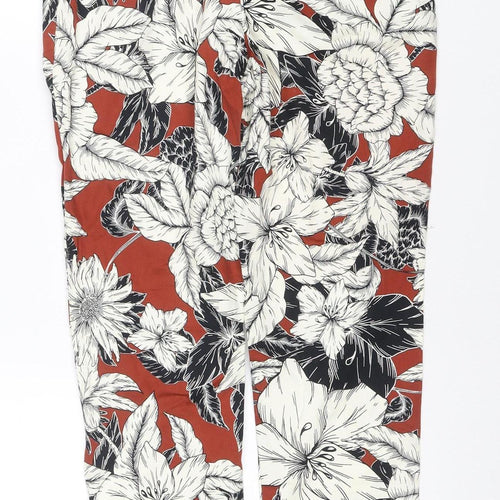 Dorothy Perkins Women Red Floral Cropped Trousers UK 8 Stretch