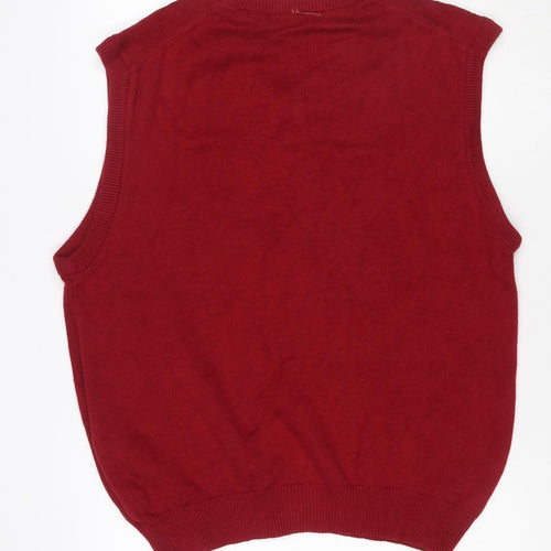 Blassport Men’s Red M Cotton Argyle V-Neck Knit Vest Jumper