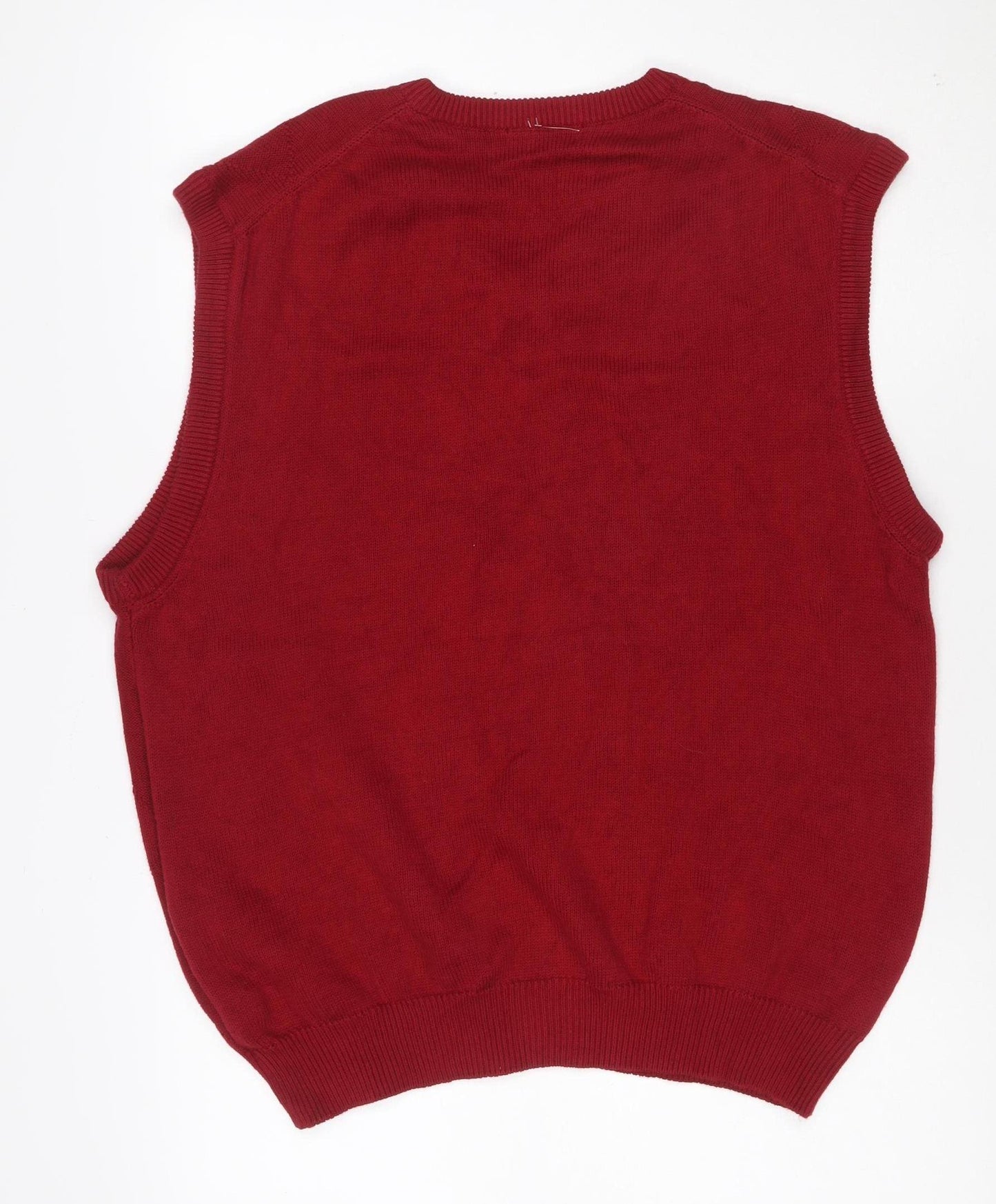 Blassport Men’s Red M Cotton Argyle V-Neck Knit Vest Jumper