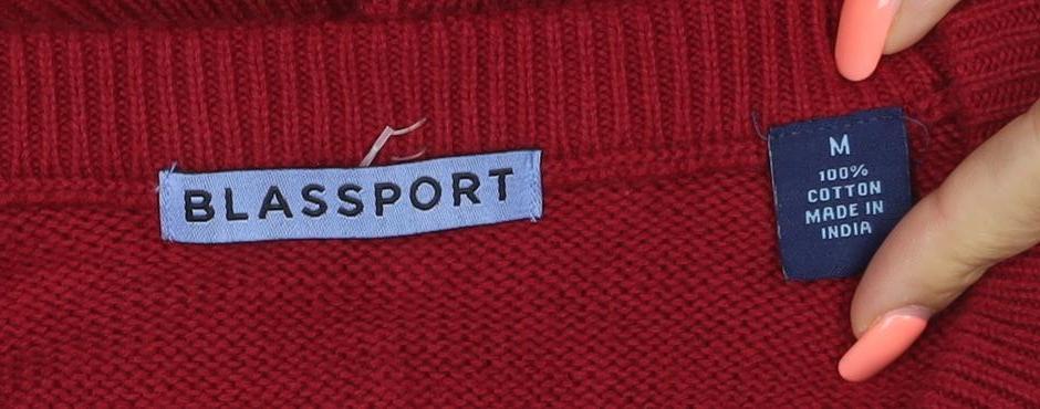 Blassport Men’s Red M Cotton Argyle V-Neck Knit Vest Jumper