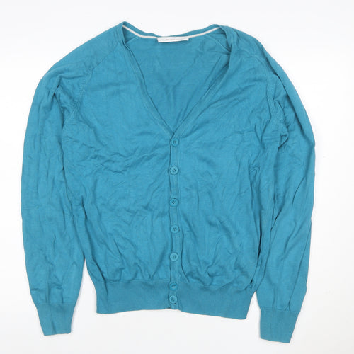 Burton Women Blue M V-Neck Button Knit Cardigan Long Sleeve