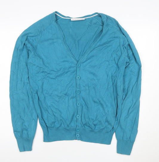 Burton Women Blue M V-Neck Button Knit Cardigan Long Sleeve
