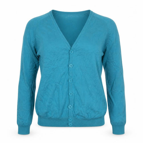 Burton Women Blue M V-Neck Button Knit Cardigan Long Sleeve