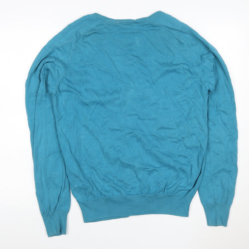 Burton Women Blue M V-Neck Button Knit Cardigan Long Sleeve