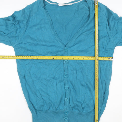 Burton Women Blue M V-Neck Button Knit Cardigan Long Sleeve