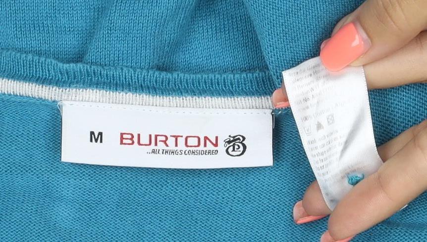 Burton Women Blue M V-Neck Button Knit Cardigan Long Sleeve