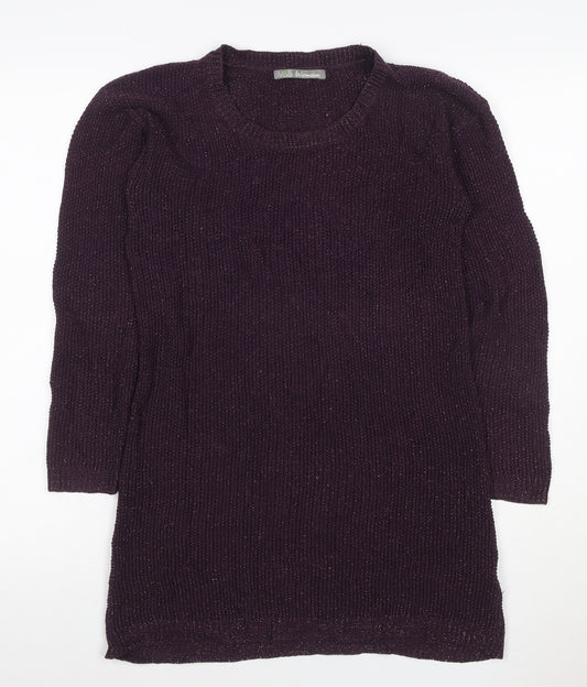 Marks & Spencer Women Purple Glitter Knit Tunic Jumper UK 8