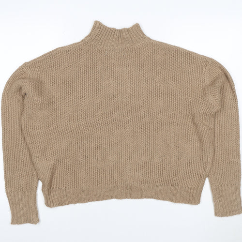 Threadbare Women’s Beige Size 10 Chunky Knit High Neck Jumper