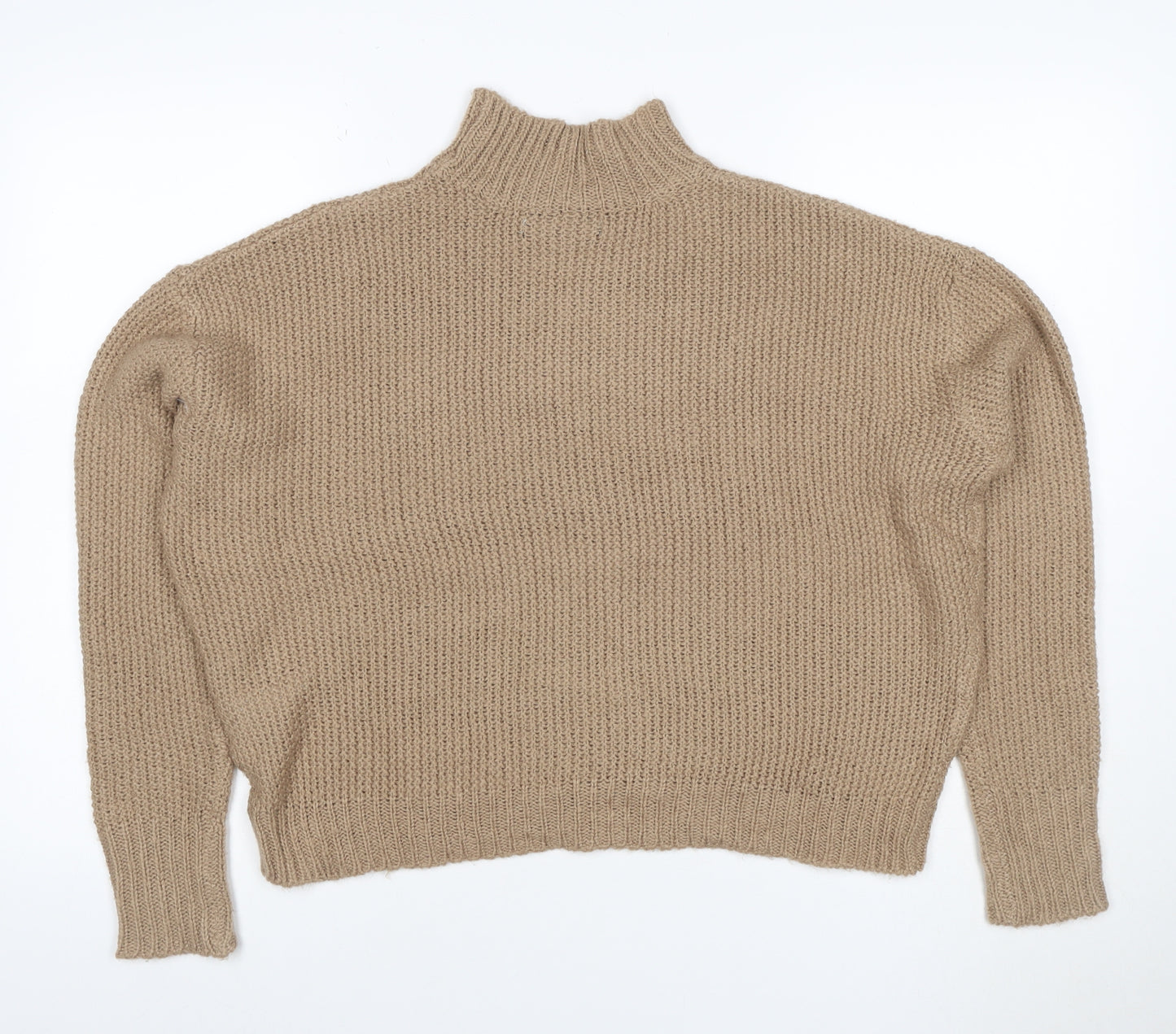 Threadbare Women’s Beige Size 10 Chunky Knit High Neck Jumper