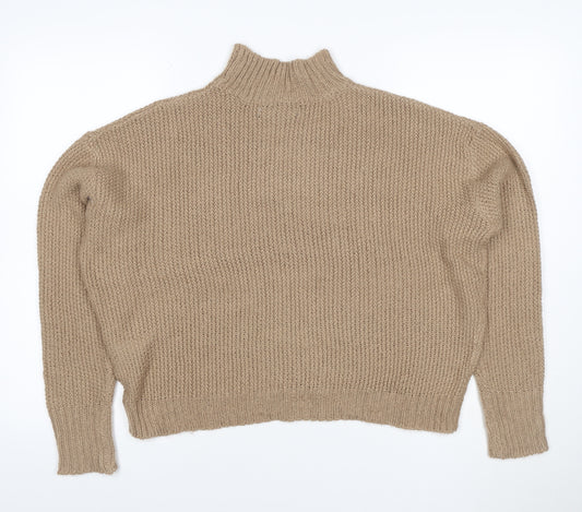 Threadbare Women’s Beige Size 10 Chunky Knit High Neck Jumper