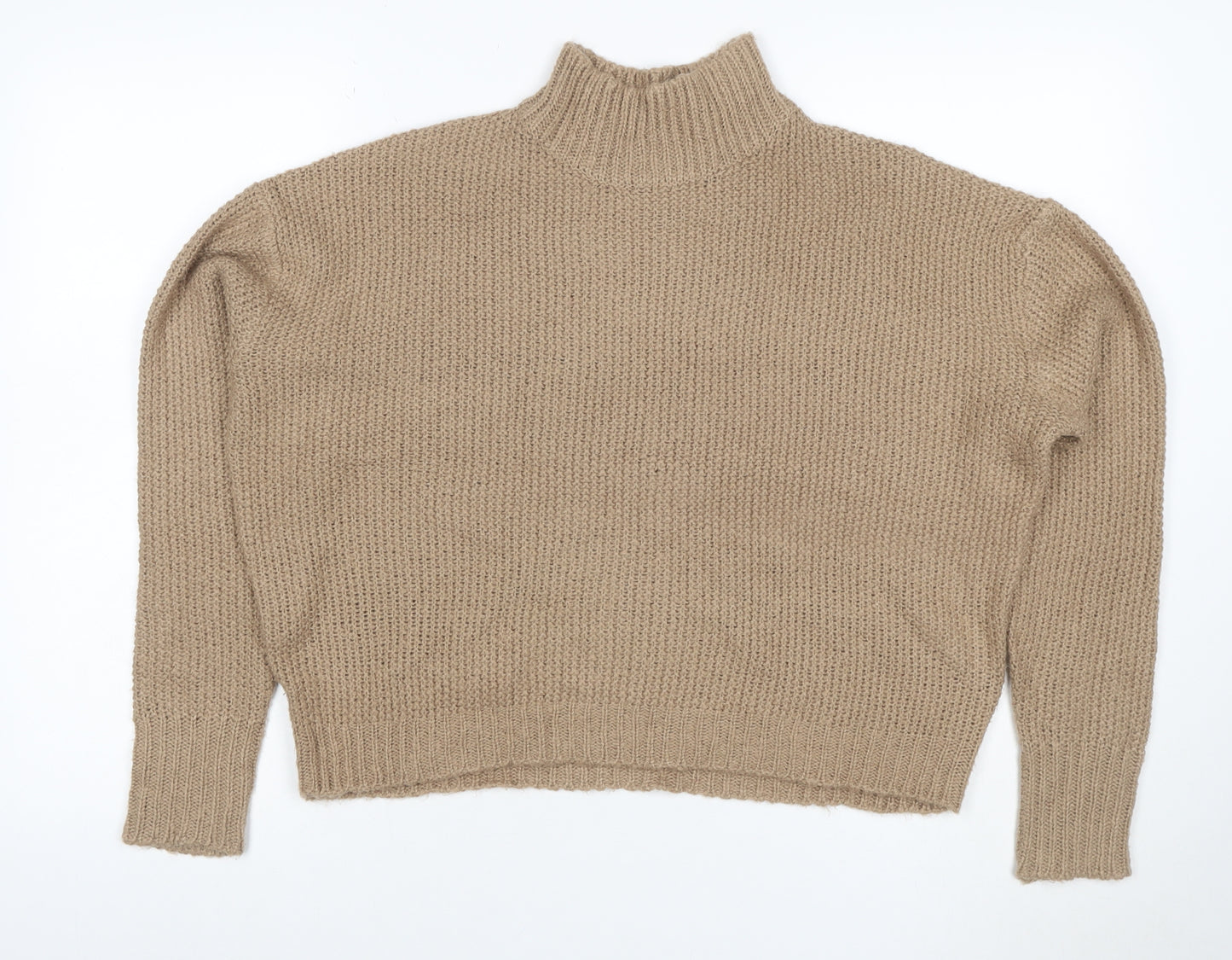 Threadbare Women’s Beige Size 10 Chunky Knit High Neck Jumper