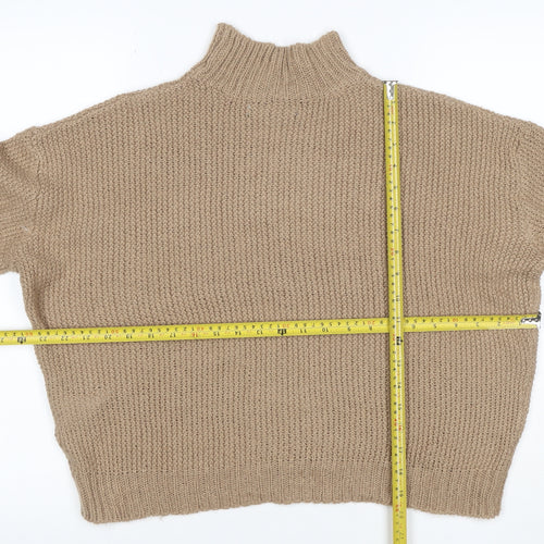 Threadbare Women’s Beige Size 10 Chunky Knit High Neck Jumper