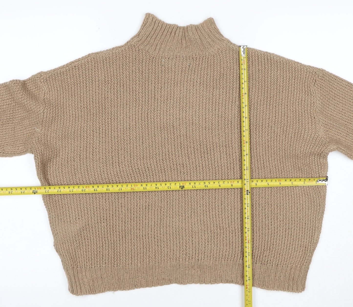 Threadbare Women’s Beige Size 10 Chunky Knit High Neck Jumper