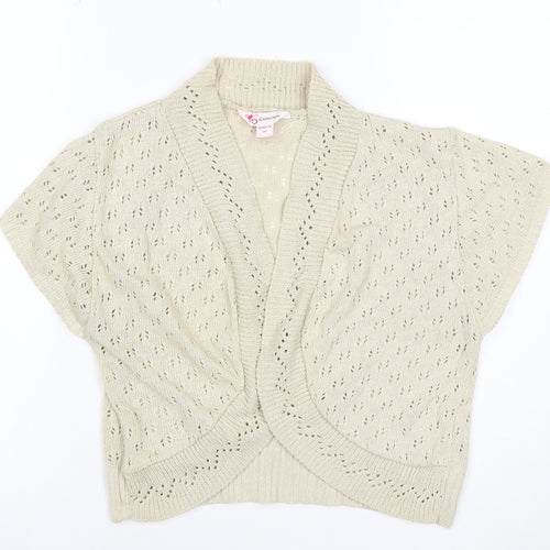 Glamorsa Women Ivory UK 20 Open Knit Wrap Cardigan Short Sleeve