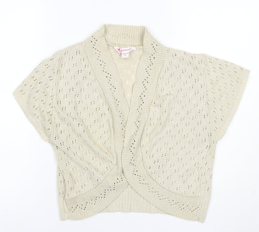 Glamorsa Women Ivory UK 20 Open Knit Wrap Cardigan Short Sleeve