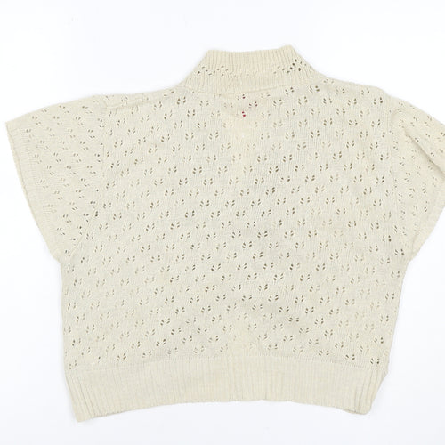 Glamorsa Women Ivory UK 20 Open Knit Wrap Cardigan Short Sleeve