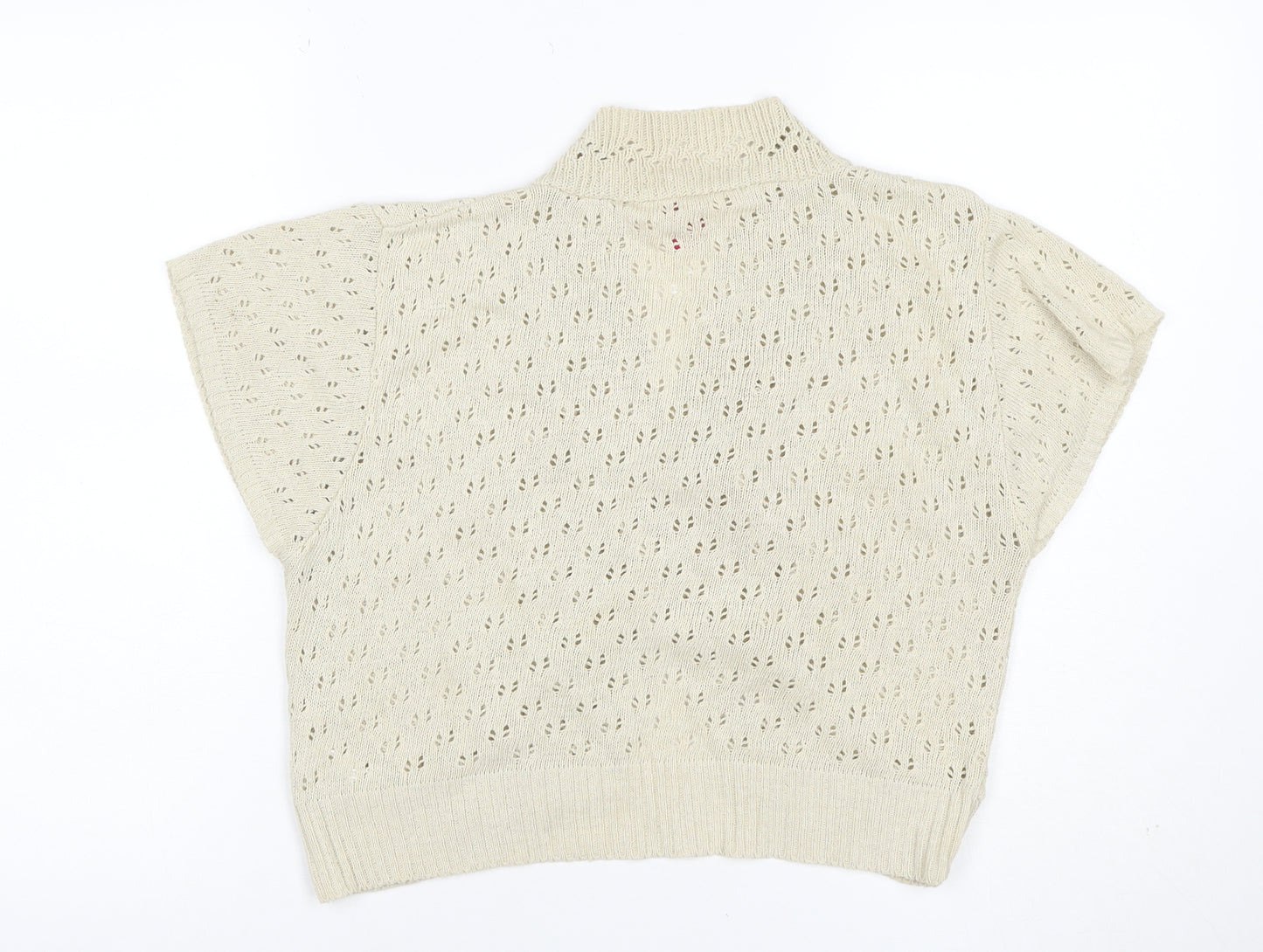 Glamorsa Women Ivory UK 20 Open Knit Wrap Cardigan Short Sleeve