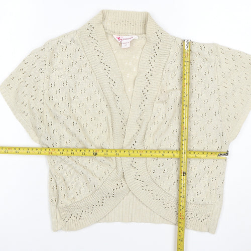 Glamorsa Women Ivory UK 20 Open Knit Wrap Cardigan Short Sleeve