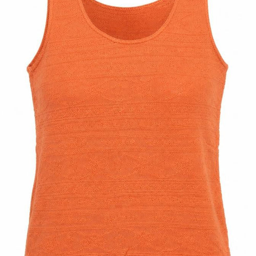 Tradition Women Orange Small Geometric Knit Scoop Neck Tank Top