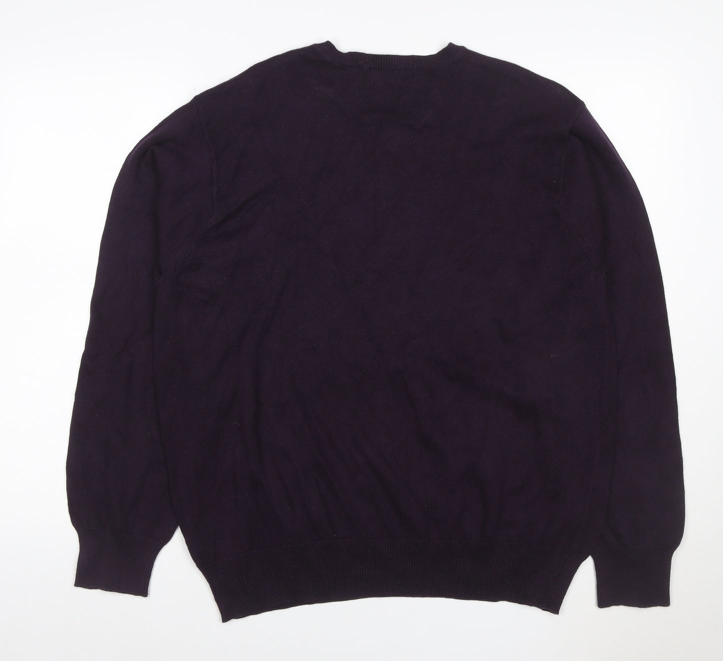 Arrow Men’s Purple L Argyle Cotton V-Neck Pullover Jumper