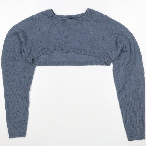 Yours Women Blue Crop Jumper UK 14-16 Acrylic Knit Crew Neck