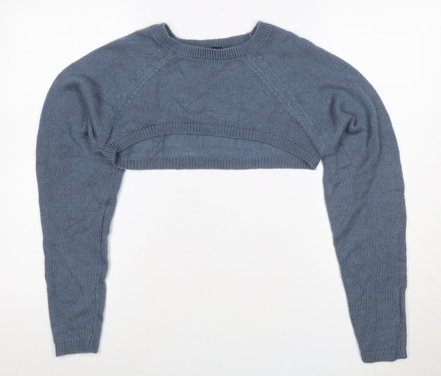 Yours Women Blue Crop Jumper UK 14-16 Acrylic Knit Crew Neck