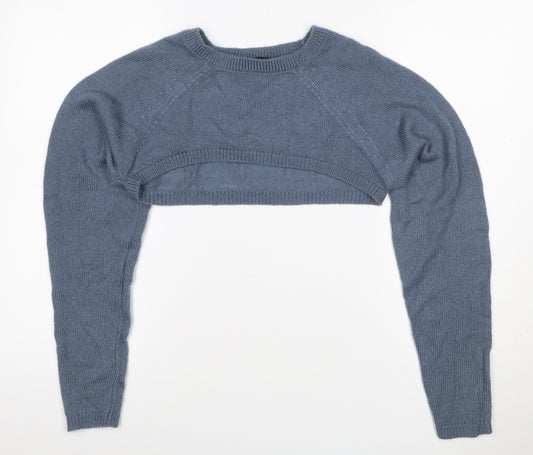 Yours Women Blue Crop Jumper UK 14-16 Acrylic Knit Crew Neck