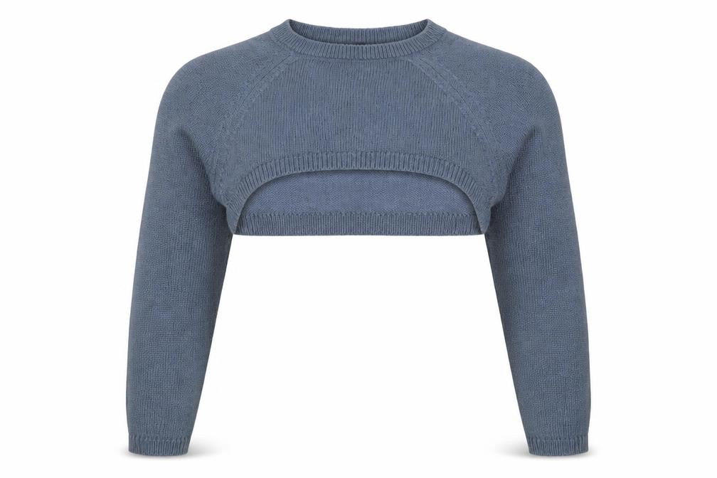 Yours Women Blue Crop Jumper UK 14-16 Acrylic Knit Crew Neck