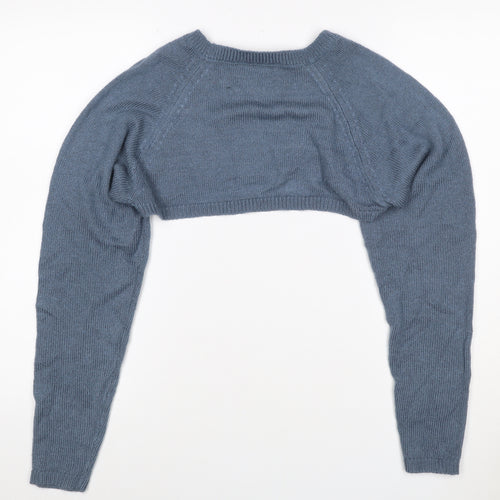 Yours Women Blue Crop Jumper UK 14-16 Acrylic Knit Crew Neck